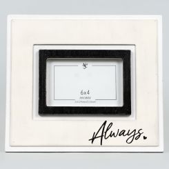 Click here to see Adams&Co 15884 15884 12x10x1 wood photo frame (ALWAYS) white, black (6x4)  YOU & ME COLLECTION