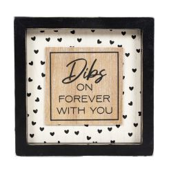 Click here to see Adams&Co 15880 15880 7x7x1.5 reversible wood frame sign (DIBS/HELLO) multicolor  YOU & ME COLLECTION