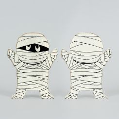 Click here to see Adams&Co 50531 50531 5x6x1 chunky wood shape (MUMMY) white, black  Spookable Collection