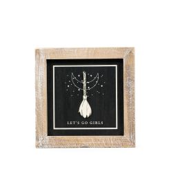 Click here to see Adams&Co 60291 60291 7x7x1.5 reversible wood frame sign (BROOM/PIE) multicolor  Spookable Collection