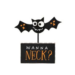 Click here to see Adams&Co 50543 50543 7x7x1.5 wood bat on stand (NECK) multicolor  Pumpkins & Sweets Col.