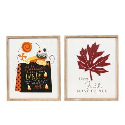 Click here to see Adams&Co 60298 60298 16x19x1.5 reversible wood frame sign (HALLOWEEN/FALL) multicolor  Pumpkins & Sweets Col.