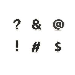 Click here to see Adams&Co 15870 15870 2x2x.25 wood shape s/6 (SYMBOLS) white, black  Letterboard Collection