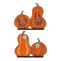 Click here to see Adams&Co 55320 55320 19x16x2 reversible wood cutout on base (PUMPKINS) multicolor  SWEET & SPOOKY