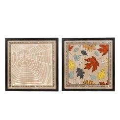 Click here to see Adams&Co 55306 55306 20x20x1.5 reversible wood frame sign (WEB/LEAVES) multicolor  SWEET & SPOOKY