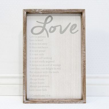 Click here to see Adams&Co 19111 19111 11x16.5x1.5 frmd sign (LOVE IS) whgr  