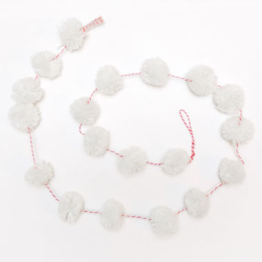 Click here to see Adams&Co 75044 75044 5' pom pom garland, white, red Sweater Weather Collection