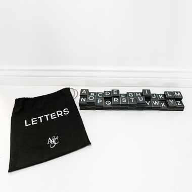 Click here to see Adams&Co 15116 15116 14x22x.25 bag 110 pieces 2x2x.25 (LETTERS) black, white Letterboard Collection