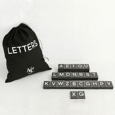 Click here to see Adams&Co 15119 15119 11x20x.25 bag 70 pieces 2x2x.25 (LETTERS) black, white Letterboard Collection