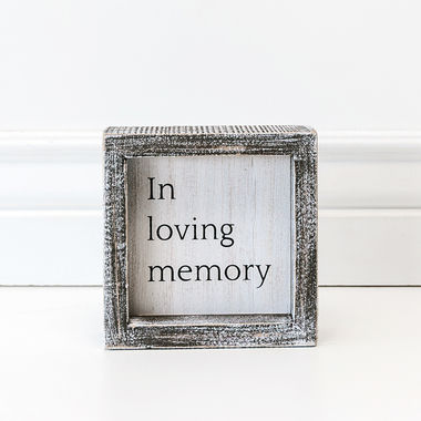 Click here to see Adams&Co 19229 19229 5x5x1.5 wood frame sign (MEMORY) white, black Notes From Heaven Collection