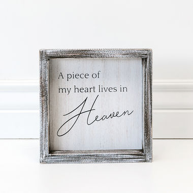 Click here to see Adams&Co 19221 19221 7x7x1.5 wood frame sign (HEART) white, black Notes From Heaven Collection