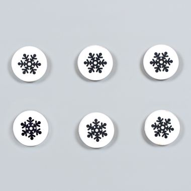 Click here to see Adams&Co 75197 75197 2x2x.25 wood shapes set of six (SNOWFLAKES) white, black