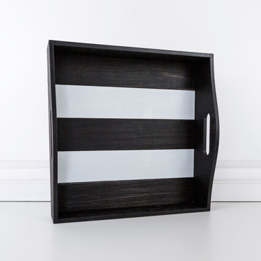 Click here to see Adams&Co 10708 10708 15x4x15 wd shiplap tray black, white Black & White Farmhouse Collection