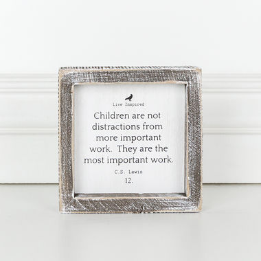 Click here to see Adams&Co 10685 10685 5x5x1.5 wood frame sign (CHILDREN) white, black Live Inspired Collection