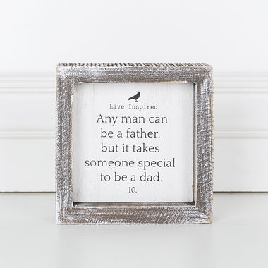 Click here to see Adams&Co 10683 10683 5x5x1.5 wood frame sign (FATHER) white, black Live Inspired Collection