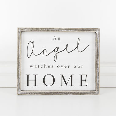 Click here to see Adams&Co 19249 19249 12x10x1.5 wood frame sign (ANGEL) white, black Always With You Collection