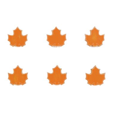 Click here to see Adams&Co 65120 65120 2x2x.25 wood shapes set of six (MAPLE LEAF) orange, white Autumn Harvest Collection