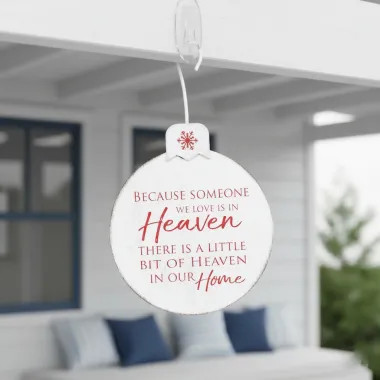Click here to see Adams&Co 70488 70488 5x5x.5 wood ornament (HEAVEN HOME) white, red Believe In Kindness Collection