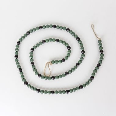 Click here to see Adams&Co 75268 75268 60x.5 wood bead garland, green, black Farmhouse Christmas Collection