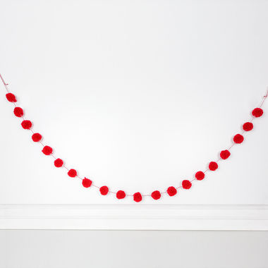 Click here to see Adams&Co 75264 5' Pom Pom Garland, Red - 75264