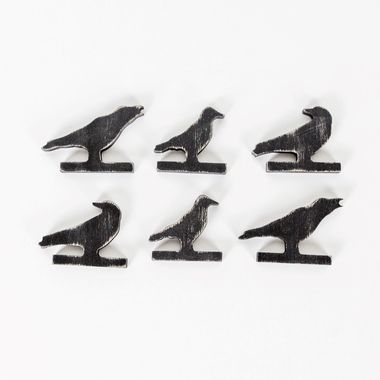 Click here to see Adams&Co 55112 55112 3x2x.25 wood shapes set of six (CROWS) black  