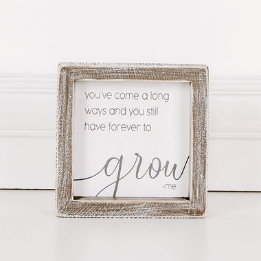 Click here to see Adams&Co 17591 17591 5x5x1.5 wood frame sign (GROW) white, grey Scripty Collection