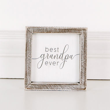 Click here to see Adams&Co 17603 17603 5x5x1.5 wood frame sign (GRANDPA) white, grey Best Ever Scripty Collection
