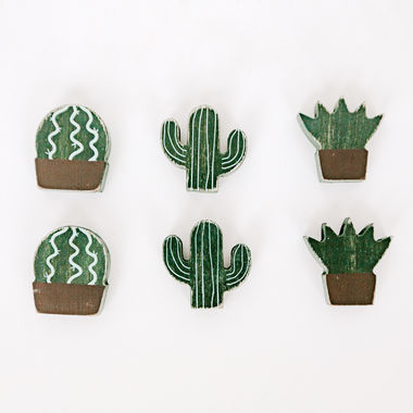 Click here to see Adams&Co 15396 15396 2x2x.25 wood shapes set of six (CACTUS) multicolor 