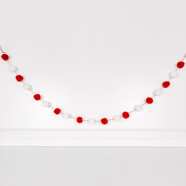 Click here to see Adams&Co 25050 5' Pom Pom Garland, Red/White - 25050