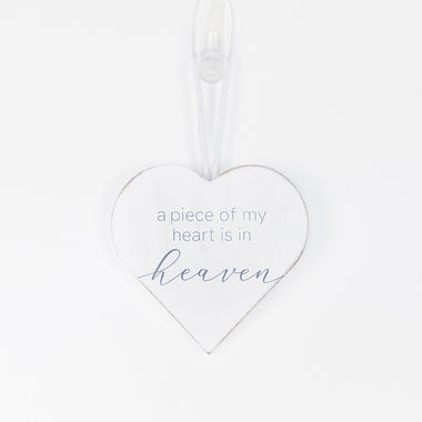Click here to see Adams&Co 10954 10954 5x5x.5 wood ornament (HEART) white, grey Remember When Collection