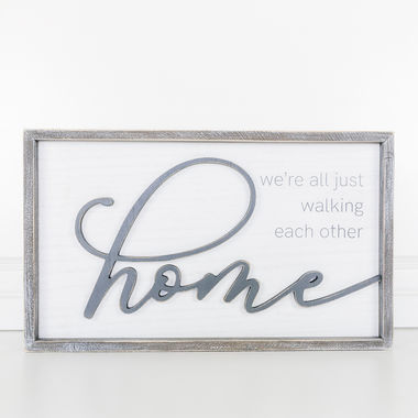 Click here to see Adams&Co 10942 10942 20x12x1.5 wood frame sign (HOME) white, grey Remember When Collection