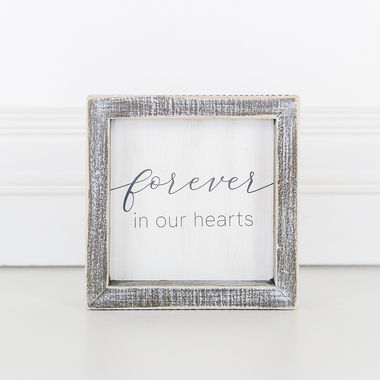 Click here to see Adams&Co 10938 10938 5x5x1.5 wood frame sign (FOREVER) white, grey