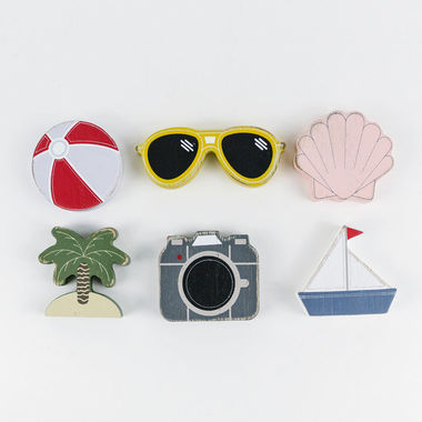 Click here to see Adams&Co 15473 15473 3x2x.25 wood shapes set of six (VACATION) multicolor Letterboard Collection
