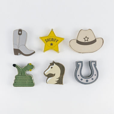 Click here to see Adams&Co 15472 15472 4x2x.25 wood shapes set of six (WESTERN) multicolor Letterboard Collection