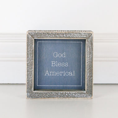 Click here to see Adams&Co 45016 45016 5x5x1.5 wood framed sign (BLESS) blue, white