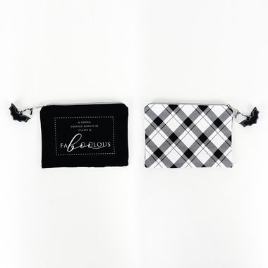 Click here to see Adams&Co 50280 50280 8.5x6x.5 cnvs clutch (FABOOLOUS) black, white