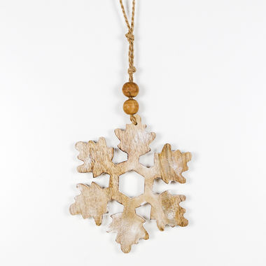 Click here to see Adams&Co 70751 70751 8x8x.75 mango ornament (SNOWFLAKE) natural, white Believe In Kindness Collection