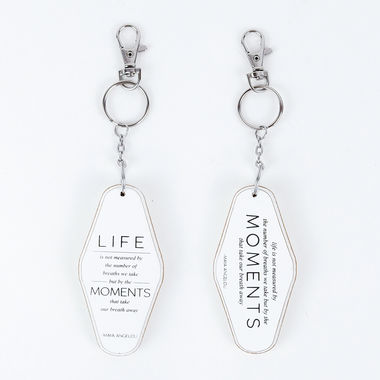 Click here to see Adams&Co 11137 11137 1.7x3.5x.5 rvs wd keychain (MOMENTS) white, black