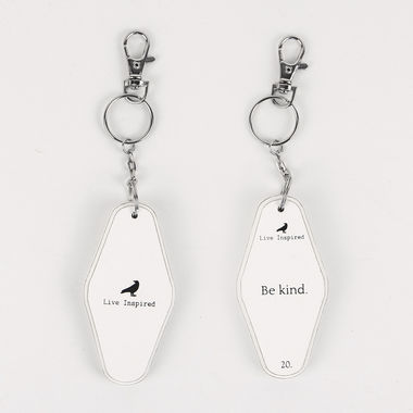 Click here to see Adams&Co 11177 11177 1.7x3.5x.5 rvs wd keychain (BE KND) white, black