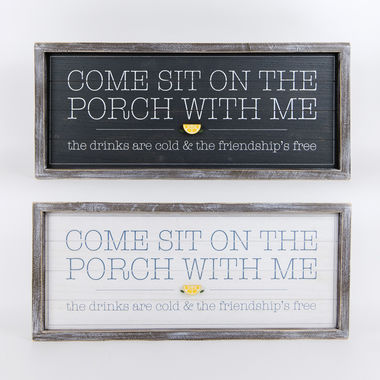 Click here to see Adams&Co 45037 45037 25x11x1.5 reversible wood frame sign (PORCH) multicolor Life Is Sweet Collection