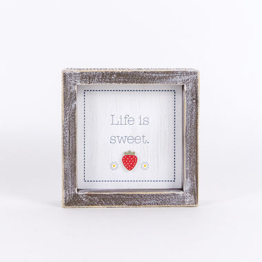 Click here to see Adams&Co 45046 45046 5x5x1.5 wood shiplap sign (SWEET) multicolor Life Is Sweet Collection