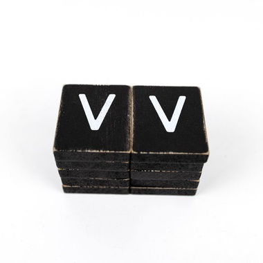Click here to see Adams&Co 15541 15541 2x2x.25 wood letter tiles set of ten (V) black, white 