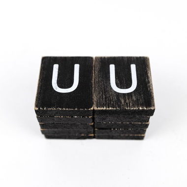 Click here to see Adams&Co 15540 15540 2x25x.25 wood letter tiles set of ten (U) black, white