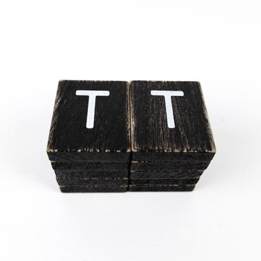 Click here to see Adams&Co 15539 15539 2x2x.25 wood letter tiles set of ten (T) black, white Letterboard Collection