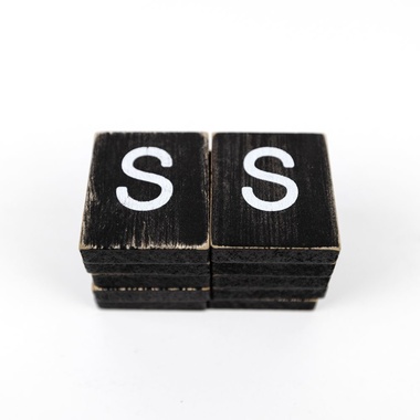 Click here to see Adams&Co 15538 15538 2x2x.25 wood letter tiles set of ten (S) black, white 