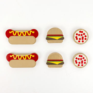 Click here to see Adams&Co 15491 15491 3x2x.25 wood shapes set of six (FASTFOOD) multicolor  