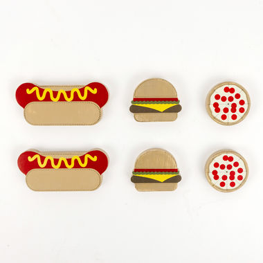 Click here to see Adams&Co 15491 15491 3x2x.25 wood shapes set of six (FASTFOOD) multicolor Letterboard Collection