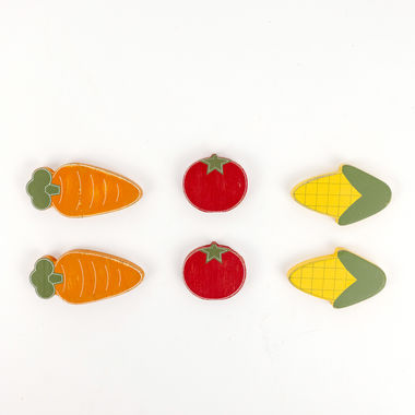 Click here to see Adams&Co 15489 15489 3x2x.25 wood shapes set of six (VEGETABLES) multicolor  