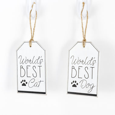 Click here to see Adams&Co 15556 15556 3x5x.25 reversible wood tag (CAT/DOG) white, black Fur Babies Collection