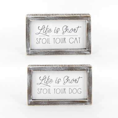 Click here to see Adams&Co 15549 15549 7x4x1.5 reversible wood frame sign (SHORT) white, black Fur Babies Collection